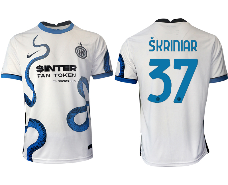 Men 2021-2022 Club Inter Milan away aaa version white #37 Soccer Jersey->inter milan jersey->Soccer Club Jersey